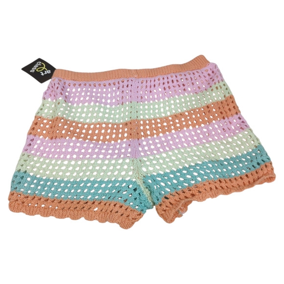 ART CLASS Orange Striped Crochet Lined Shorts Girls Size Medium 8 NEW Summer - Picture 2 of 8
